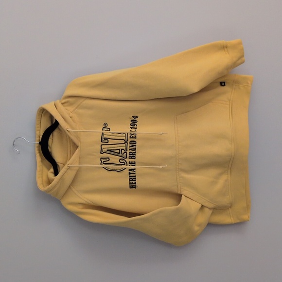 Vintage Yellow Cat Caterpillar Hoodie M - Picture 2 of 12